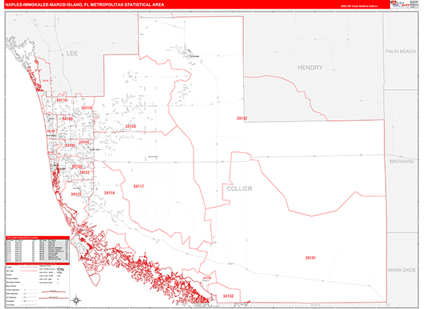 Naples-Immokalee-Marco Island Metro Area Wall Map